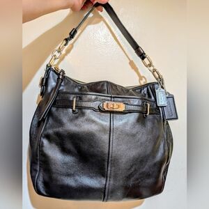 Coach Authentic Black Glove Leather Chelsea Hobo Shoulder Nickel Hardware NICE!